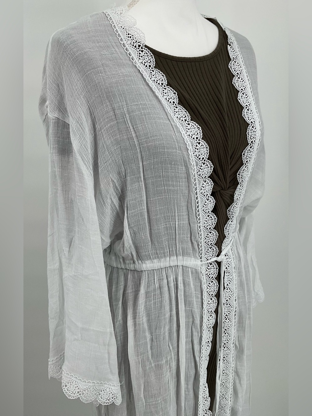 Swim Cover-up with Lace Trim & Tassel Tie One Size - Picture 5 of 10